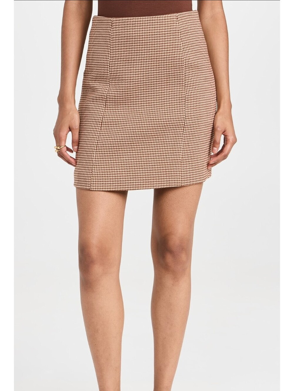 Favorite Daughter First Wife Mini Skirt Toffee Houndstooth Size 4 NWT